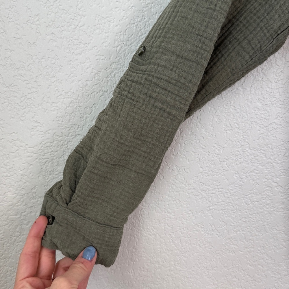 Social Standard by Sanctuary Button Down Shirt Long Sleeve Gauze Green Large - Picture 5 of 10